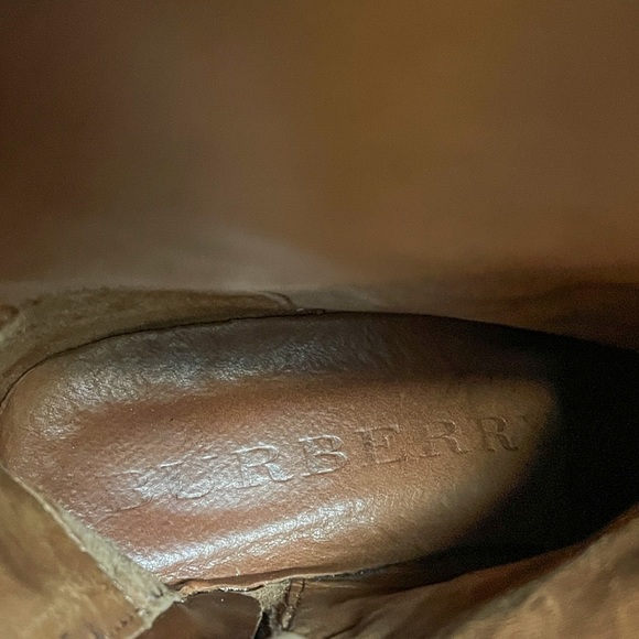 Burberry Adelaide Brown Leather Side Zip Strappy Gold Tone Buckle Riding Boots - Picture 12 of 12